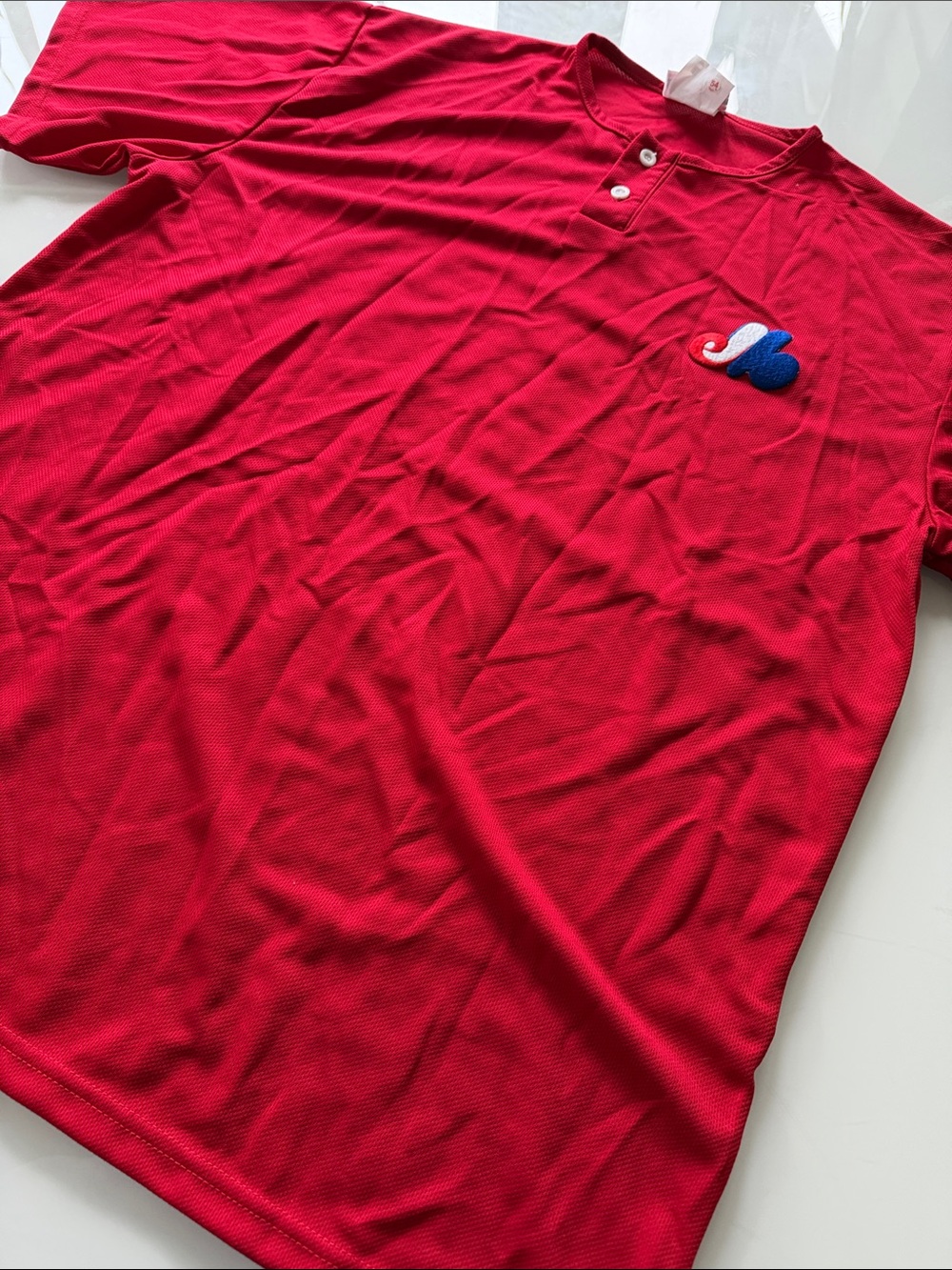 Red Henley with iconic MLB Montreal Expos Chest Patch - size XL